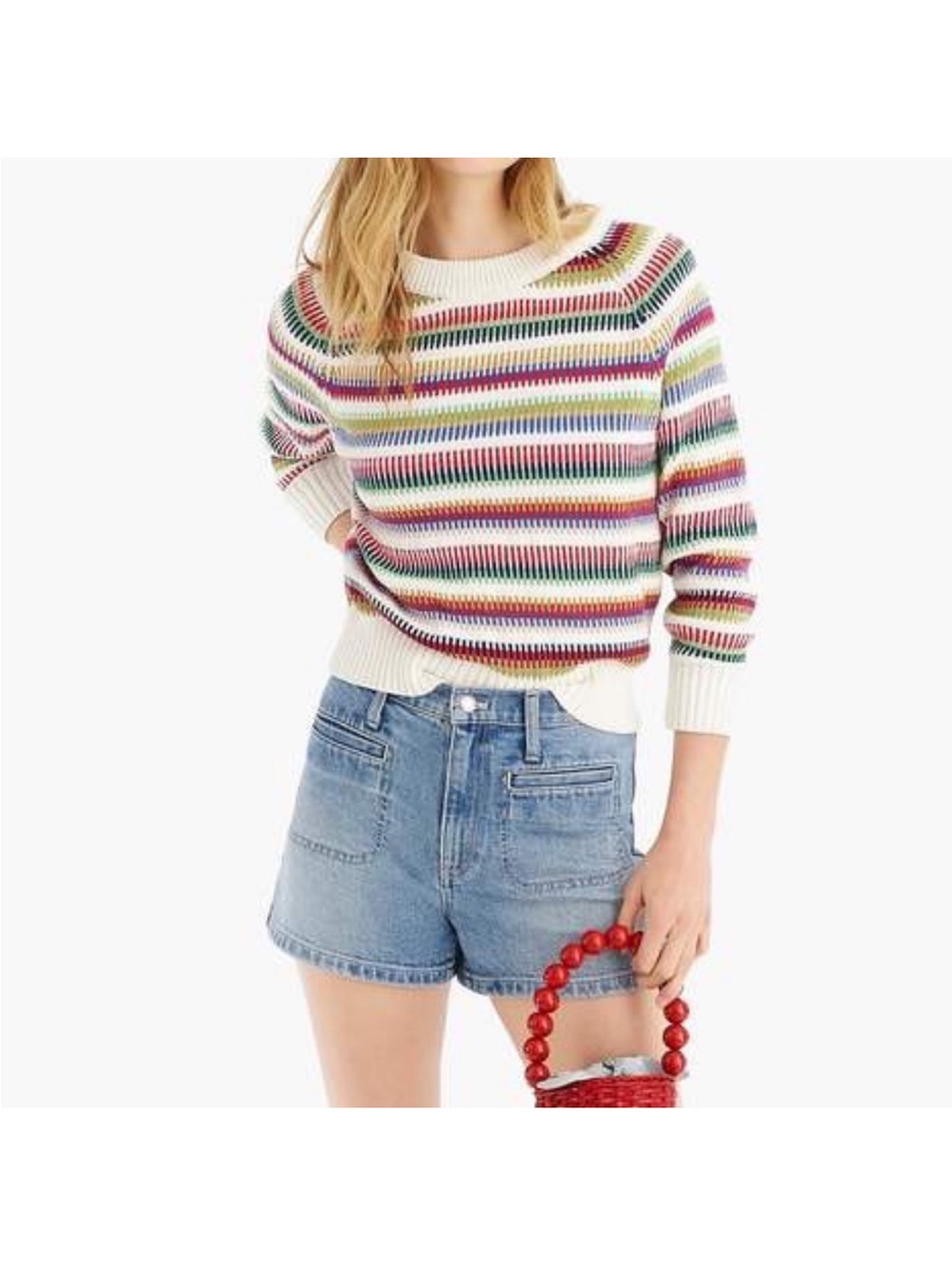 The Reeds For Madewell Cream Multicolor Rainbow Stripe Crewneck Sweater View 4